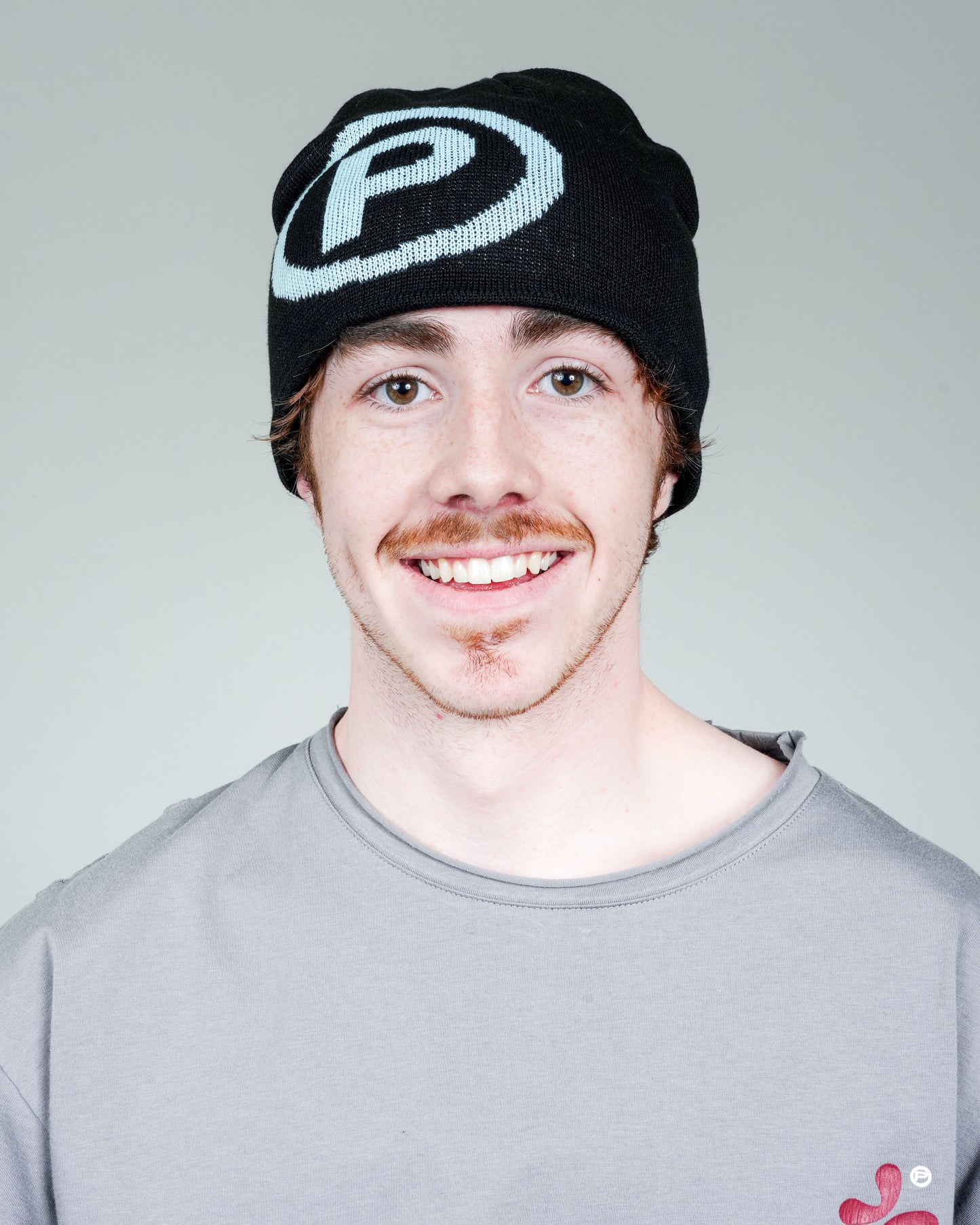 Puppet Corp Beanie in Black and Eggshell Blue