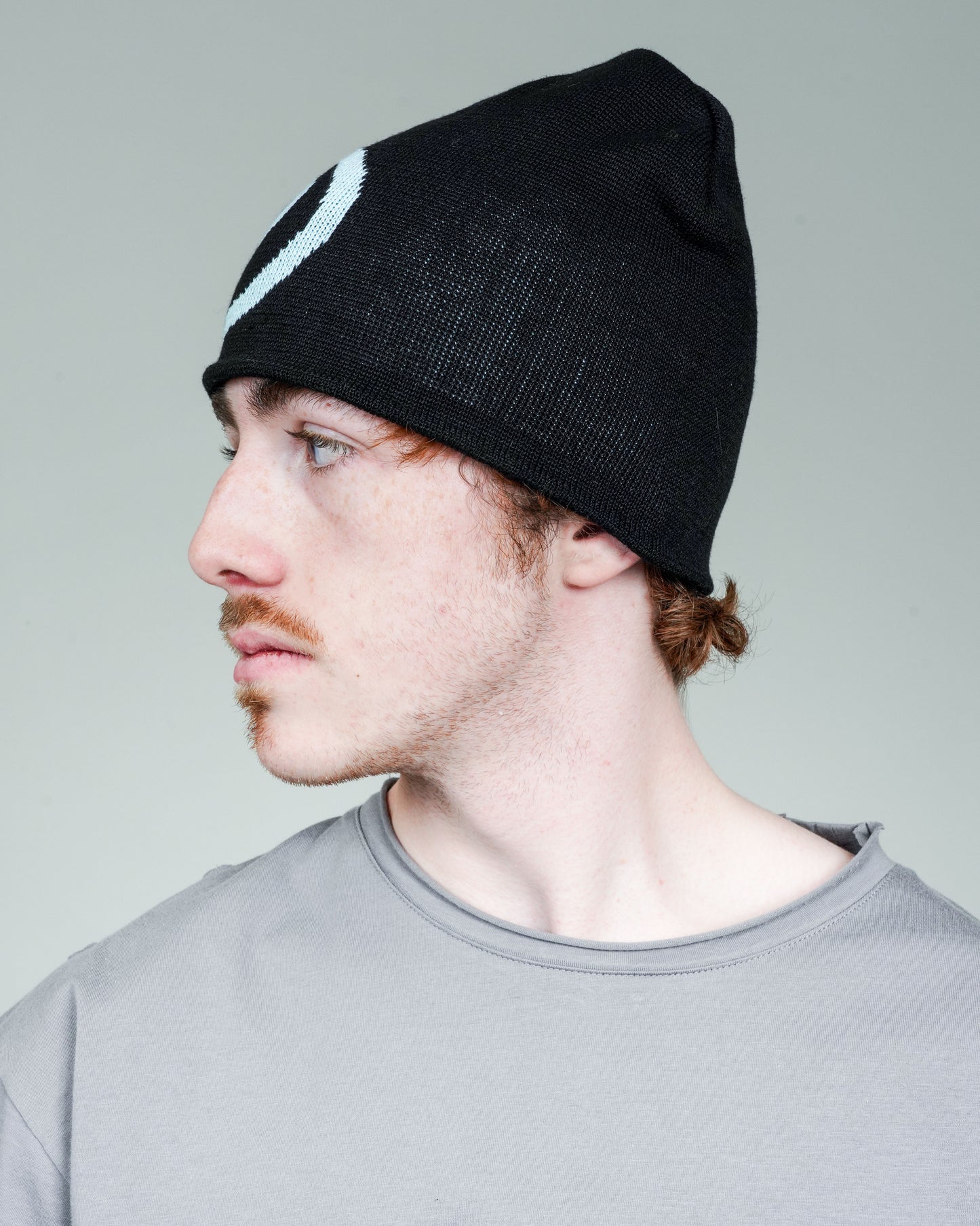 Puppet Corp Beanie in Black and Eggshell Blue