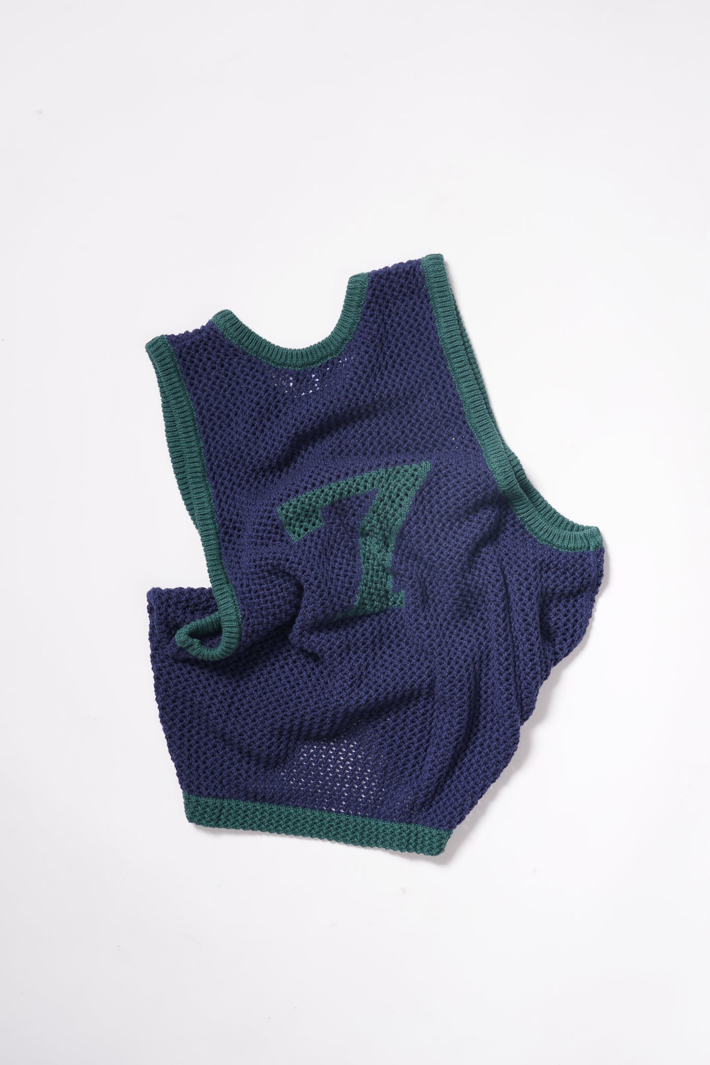 Naive Gauge Knit Vest in Moss/Midnight - Puppet Theater