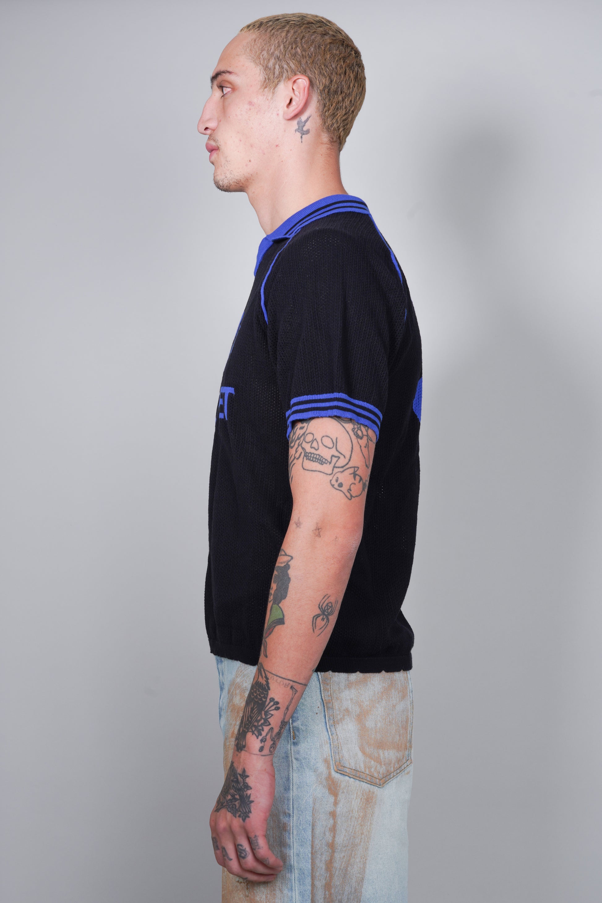 Puppet Knit Jersey in Piano Black and Chelsea Blue - Puppet Theater
