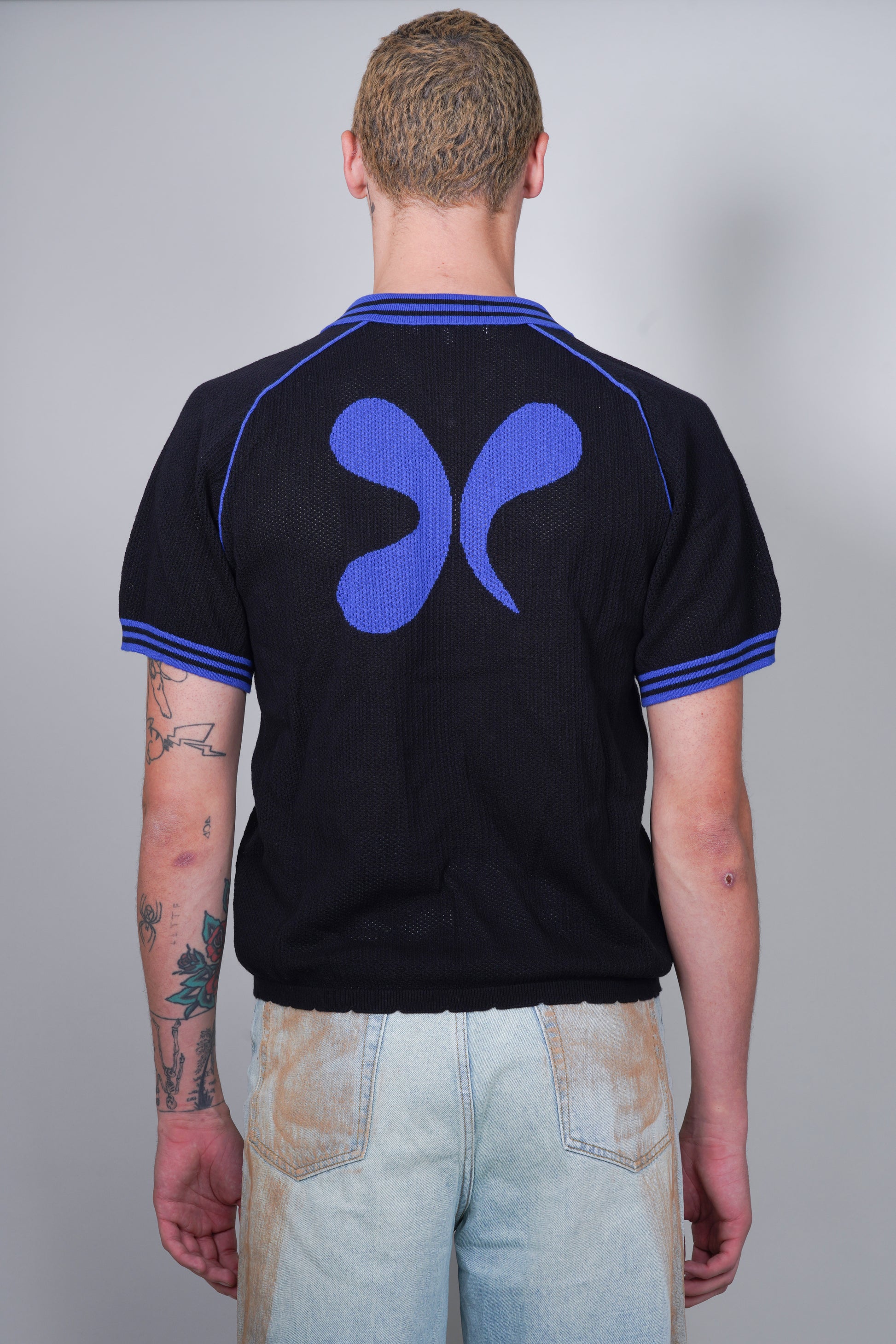 Puppet Knit Jersey in Piano Black and Chelsea Blue - Puppet Theater
