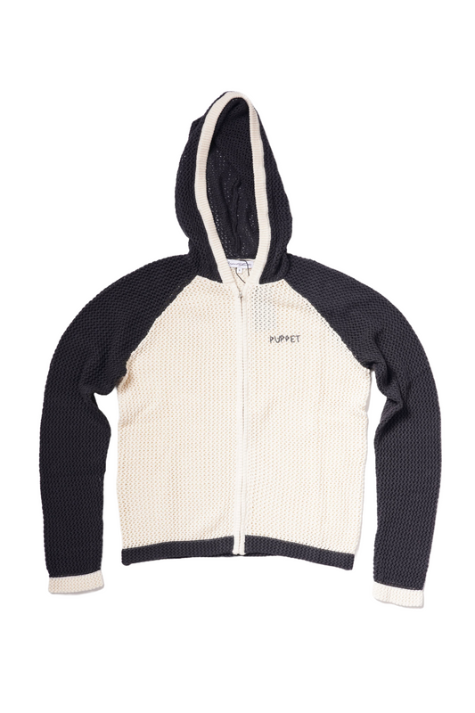 Naive Gauge Zip-up Hoodie in Piano Black/Archive White - Puppet Theater