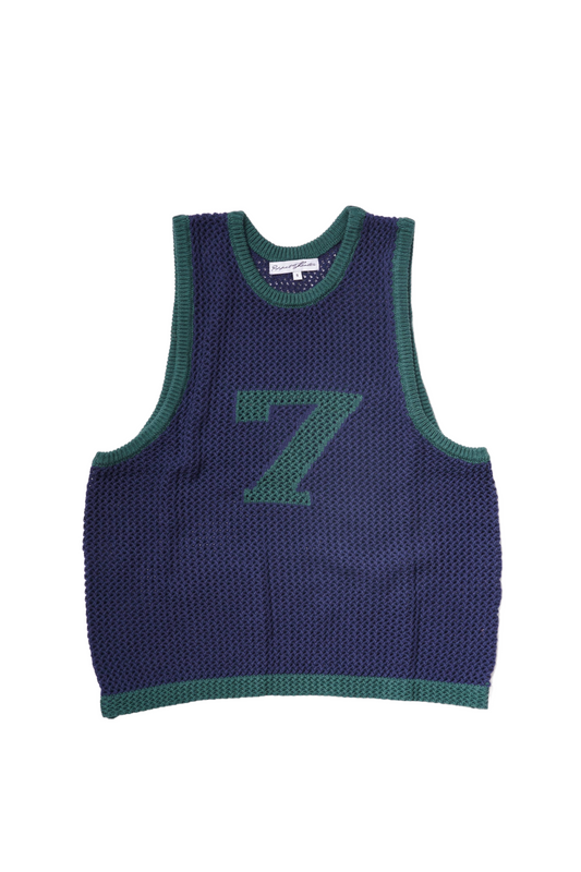 Naive Gauge Knit Vest in Moss/Midnight - Puppet Theater
