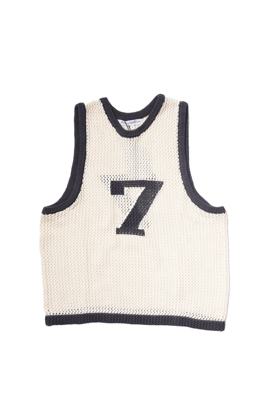 Naive Gauge Knit Vest in Piano Black/Archive White - Puppet Theater